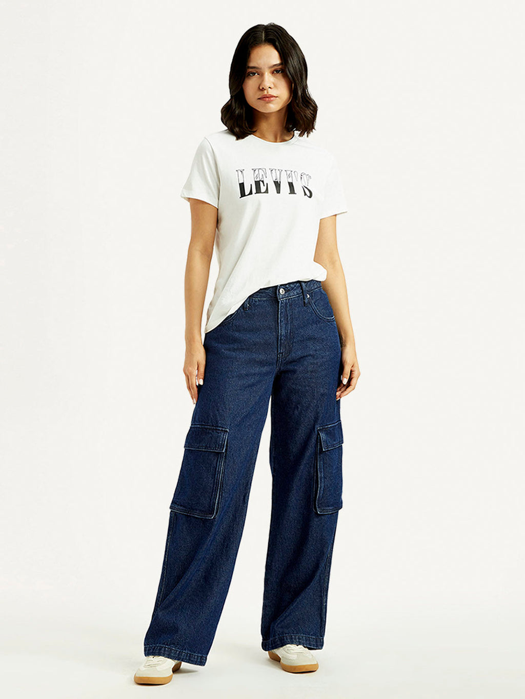 Women's 94 Dark Blue Baggy Fit Mid Rise Jeans