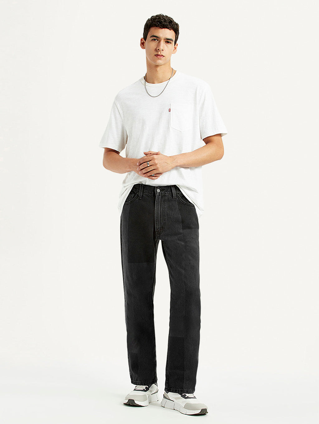 Men's 555 Black Loose Fit Mid Rise Jeans