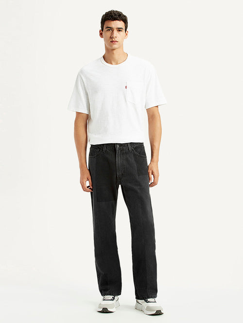 Men's 555 Black Loose Fit Mid Rise Jeans