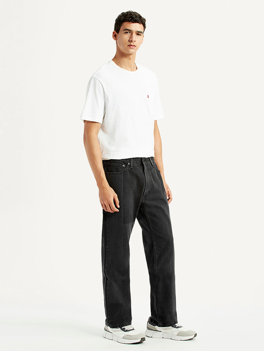 Men's 555 Black Loose Fit Mid Rise Jeans