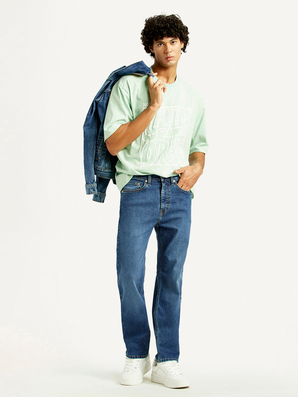 Men's 505 Med Indigo Straight Fit Mid Rise Jeans