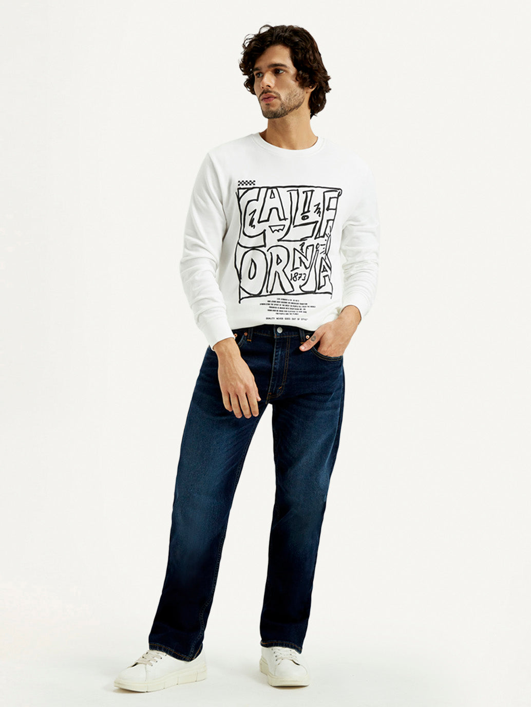 Men's 555 Dark Indigo Loose Fit Mid Rise Jeans