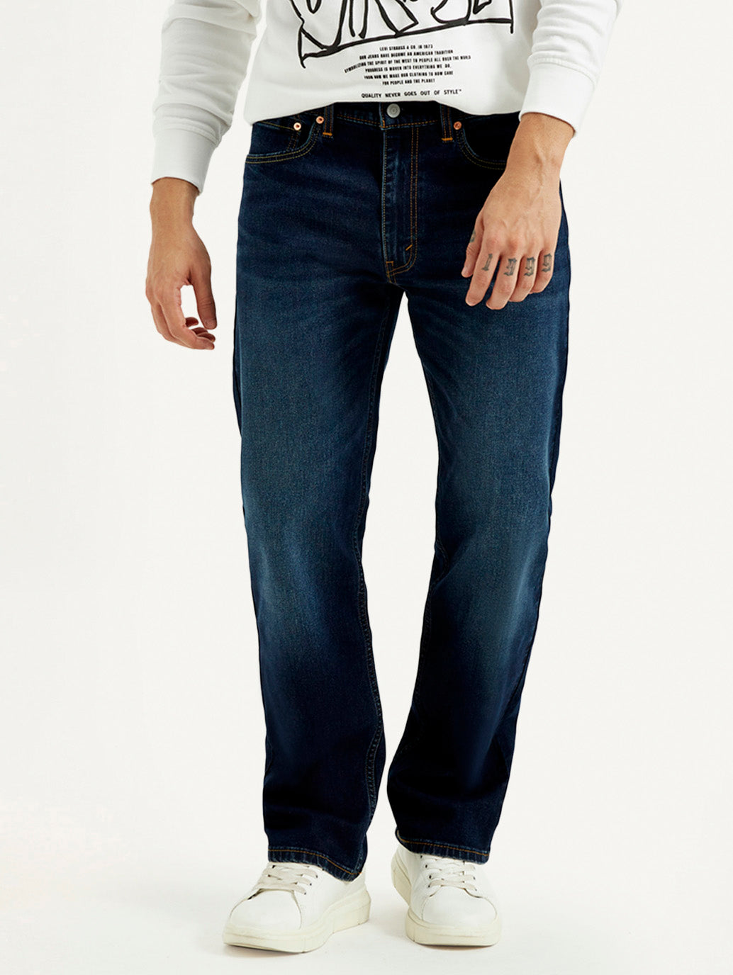 Men's 555 Dark Indigo Loose Fit Mid Rise Jeans