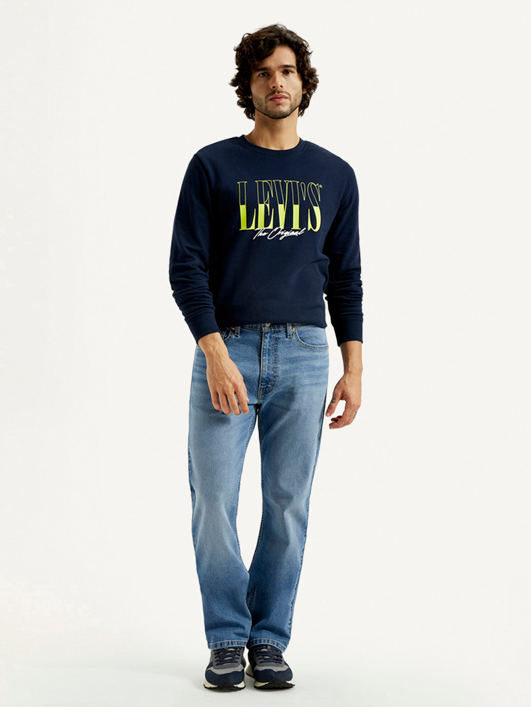 Men's 555 Med Indigo Loose Fit Mid Rise Jeans