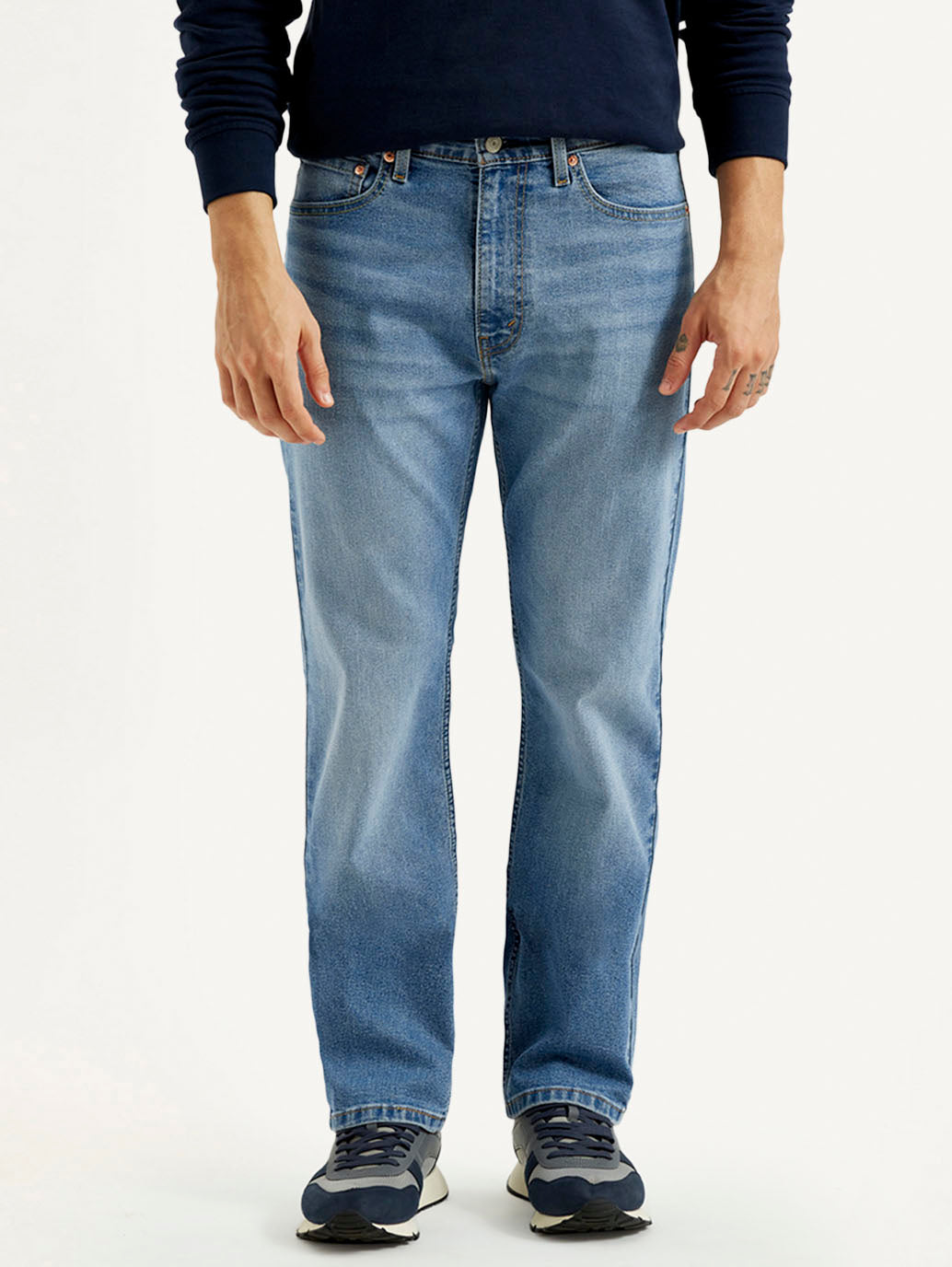 Men's 555 Med Indigo Loose Fit Mid Rise Jeans