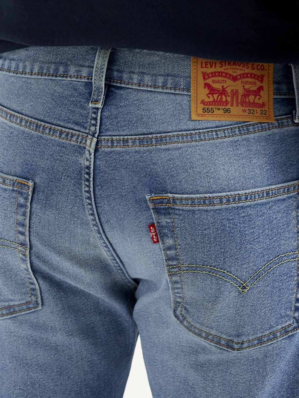 Men's 555 Med Indigo Loose Fit Mid Rise Jeans