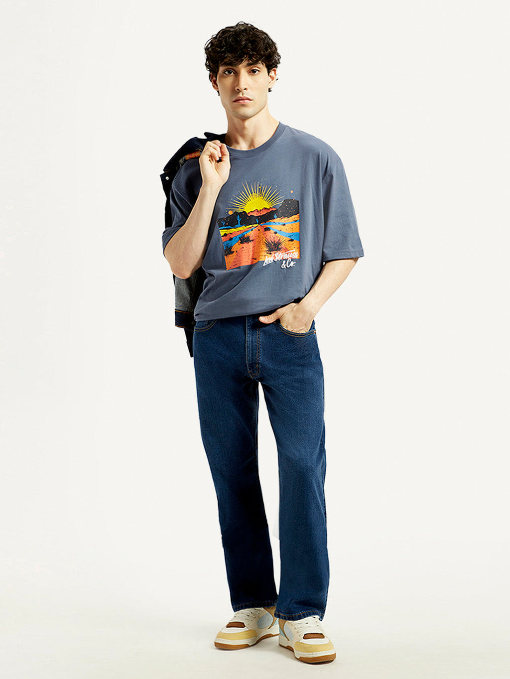 Men's 555 Dark Indigo Loose Fit Mid Rise Jeans