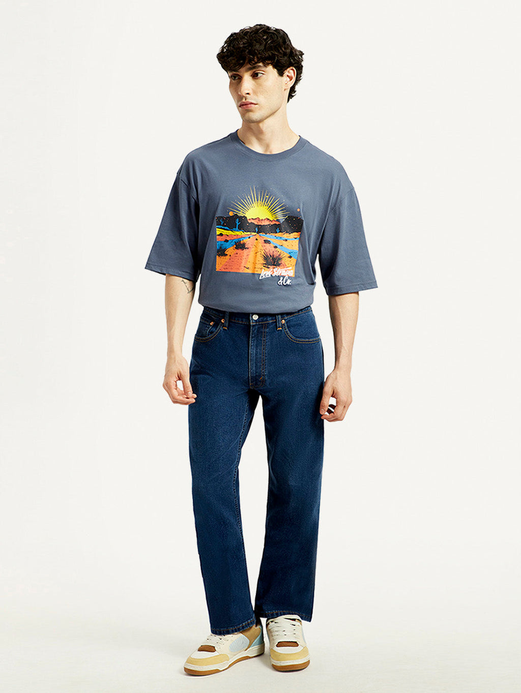 Men's 555 Dark Indigo Loose Fit Mid Rise Jeans