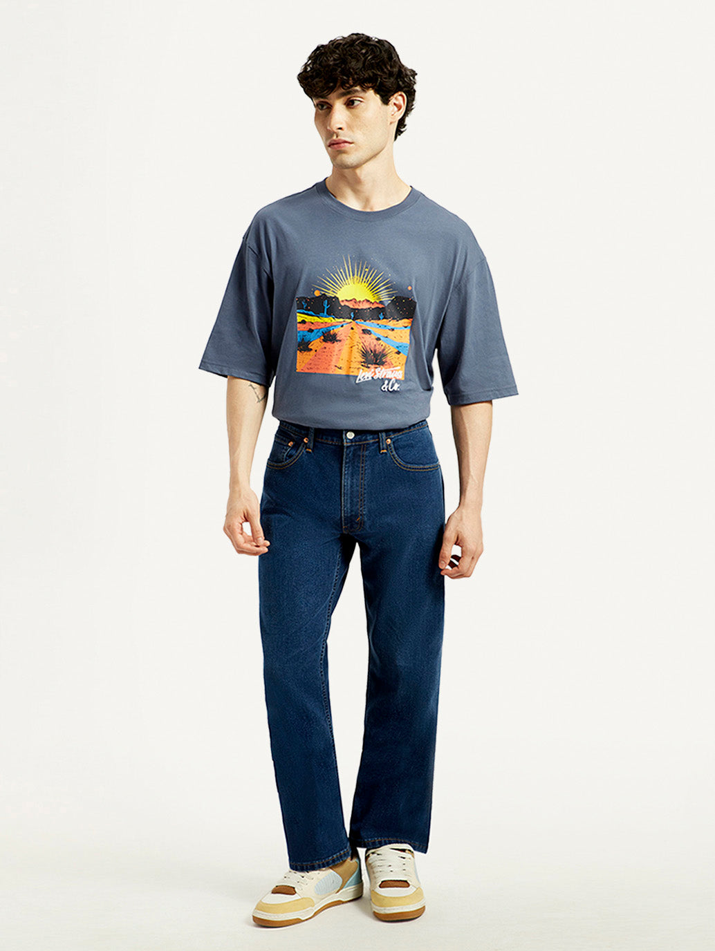 Men's 555 Dark Indigo Loose Fit Mid Rise Jeans