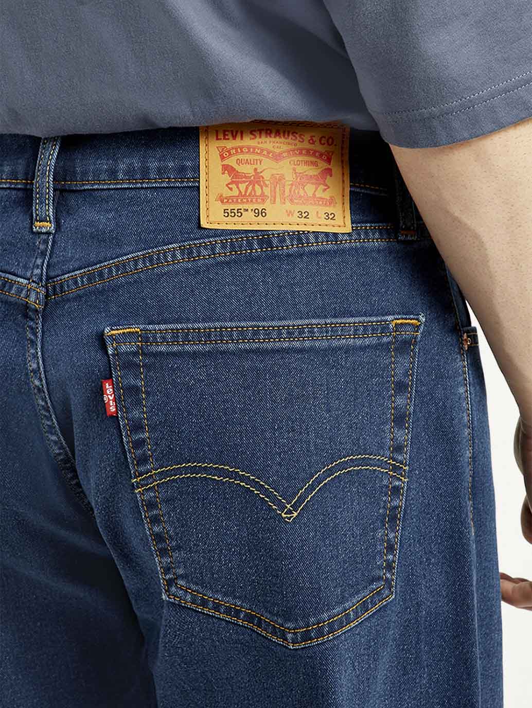 Men's 555 Dark Indigo Loose Fit Mid Rise Jeans