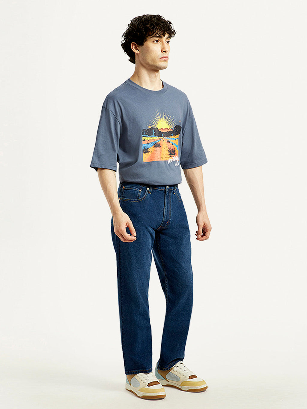 Men's 555 Dark Indigo Loose Fit Mid Rise Jeans