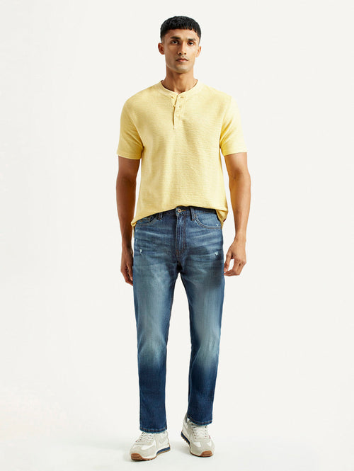 Men's 505 Blue Straight Fit Mid Rise Jeans