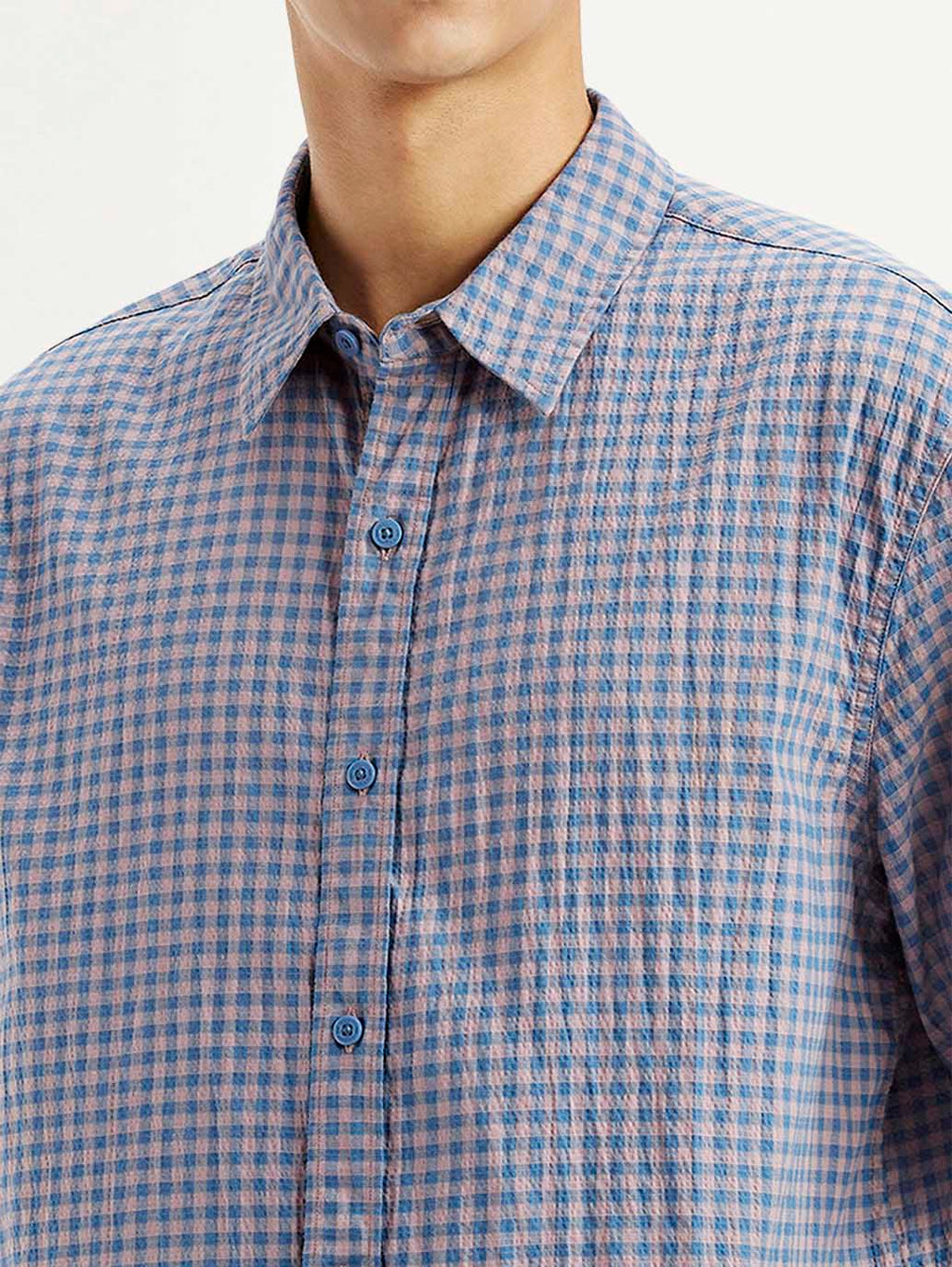 Men's Checkered Blue Boxy Shirt