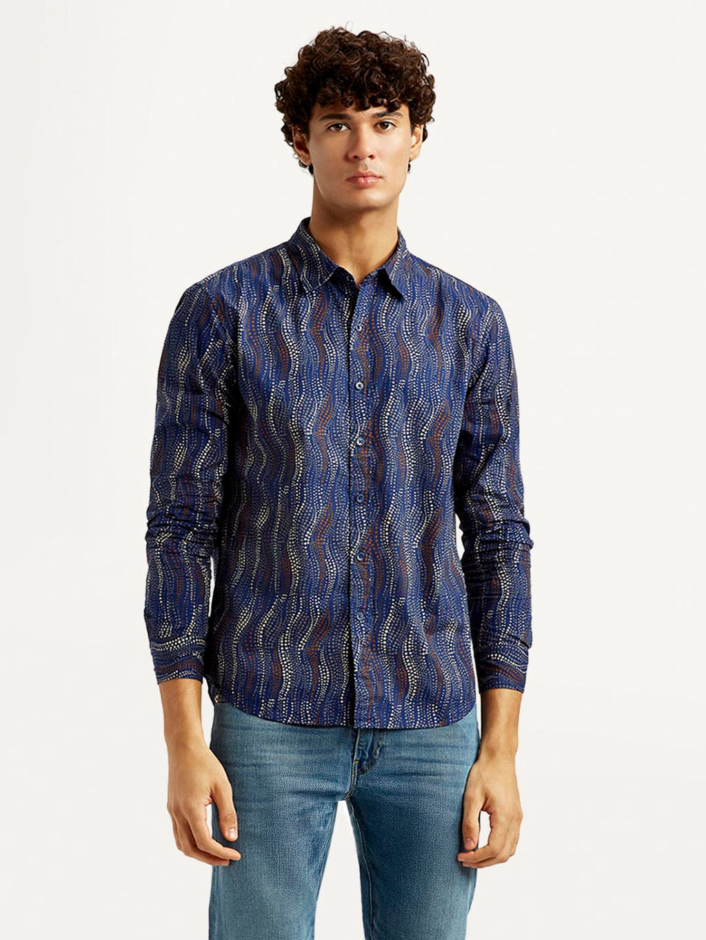 Men's Abstract Navy Slim Fit Shirt