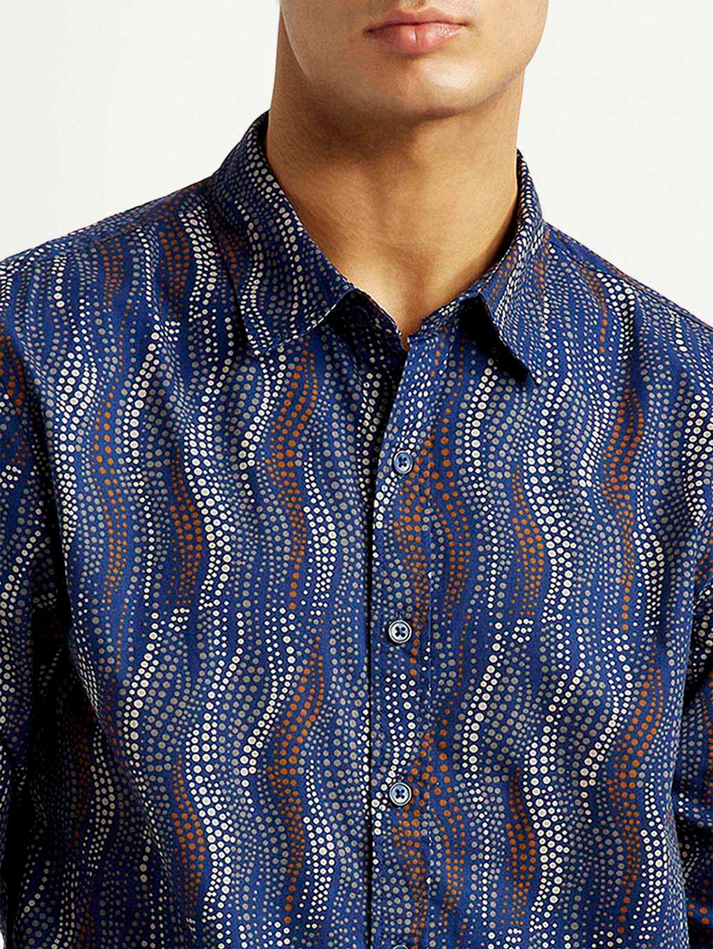 Men's Abstract Navy Slim Fit Shirt
