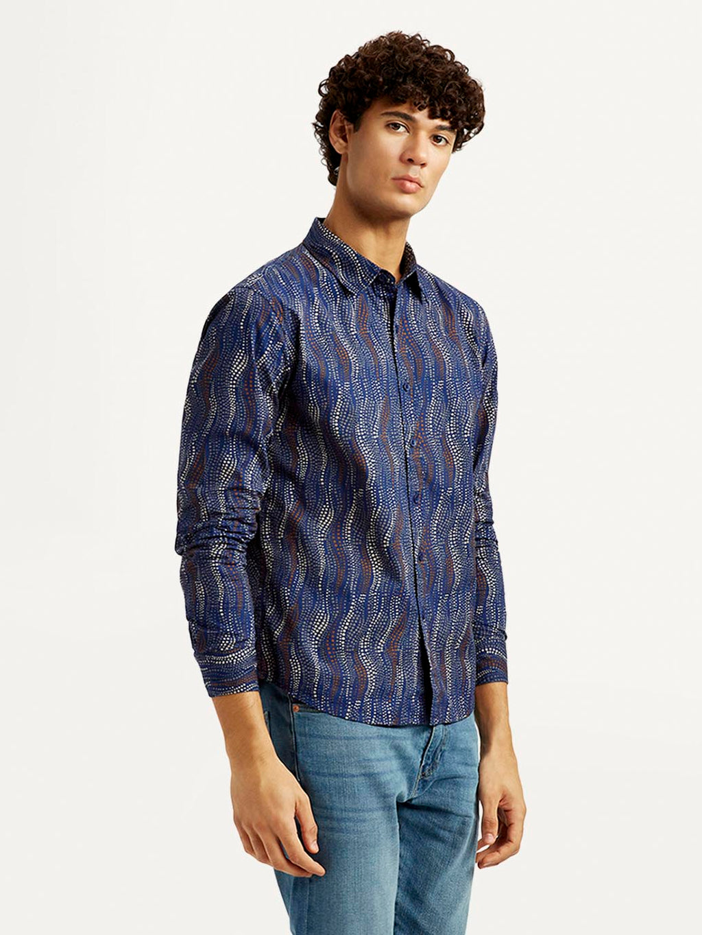 Men's Abstract Navy Slim Fit Shirt