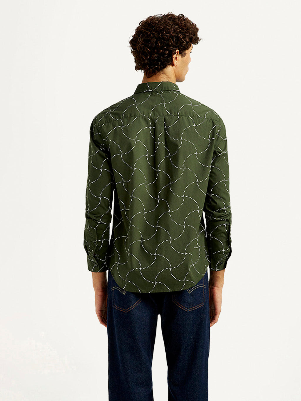 Men's Abstract Olive Slim Fit Shirt
