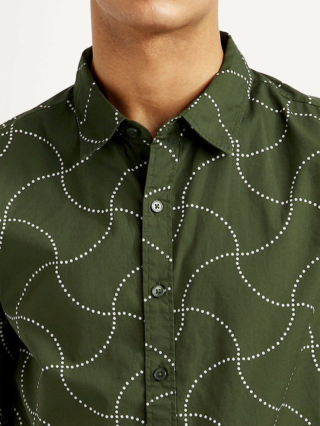 Men's Abstract Olive Slim Fit Shirt