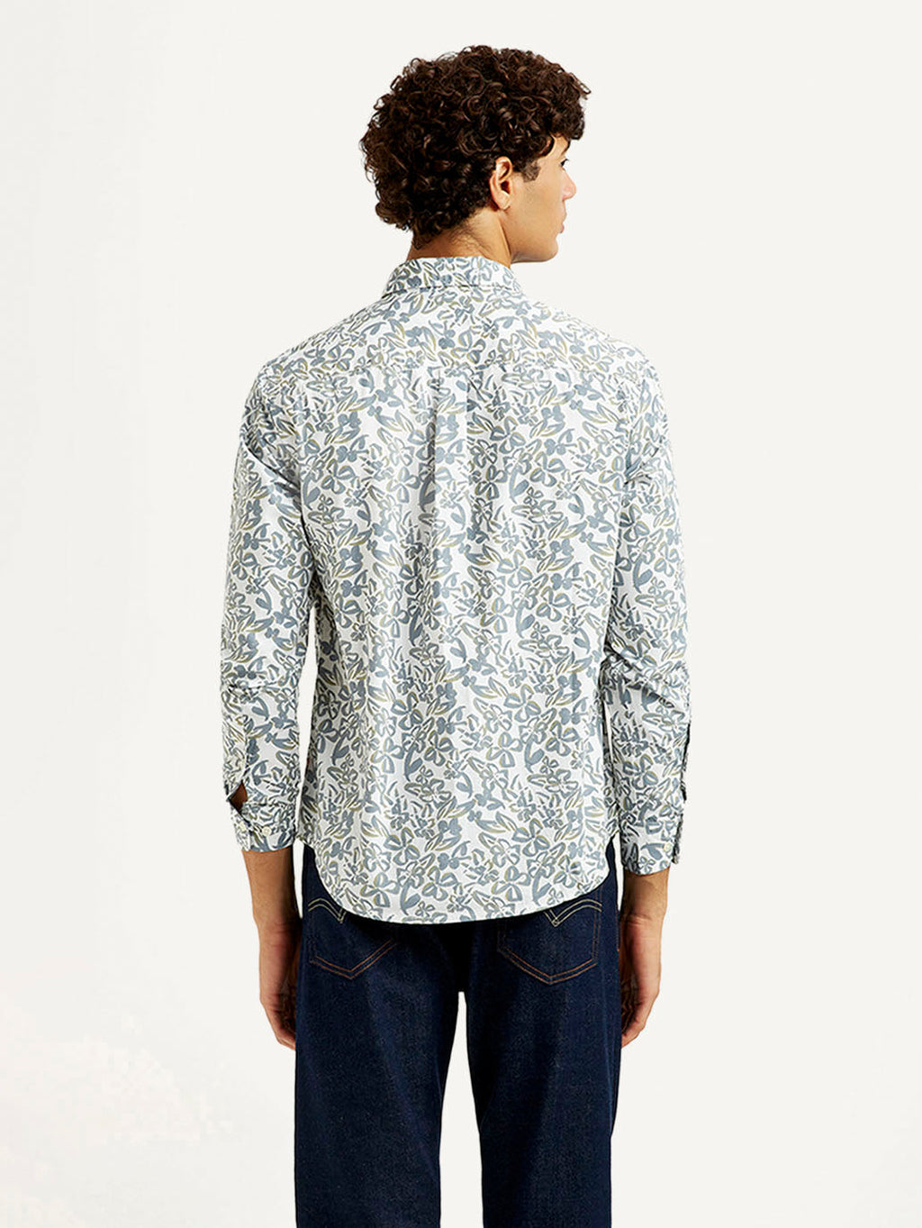 Men's Printed White Slim Fit Shirt