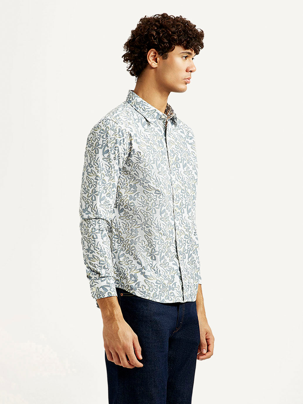 Men's Printed White Slim Fit Shirt