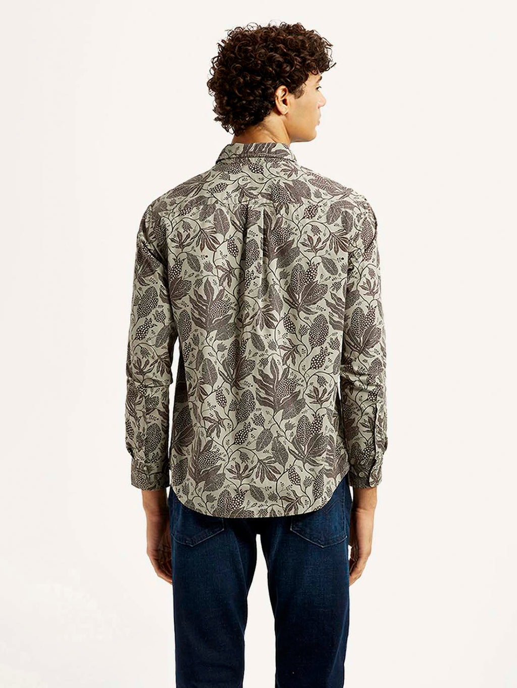 Men's Printed Khaki Slim Fit Shirt
