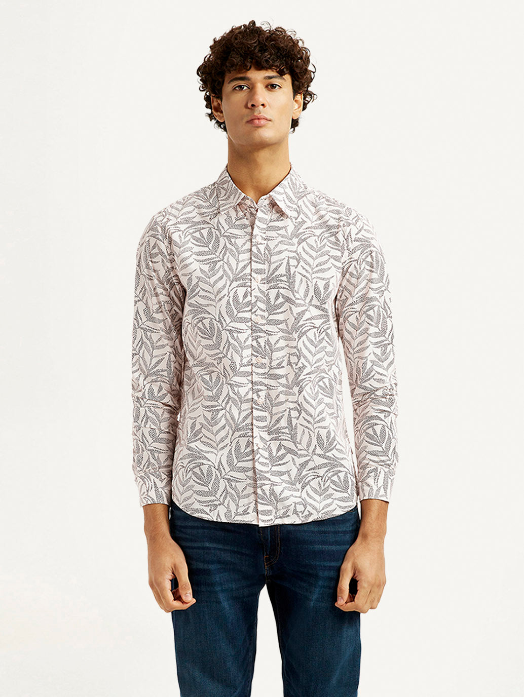 Men's Printed Off White Slim Fit Shirt