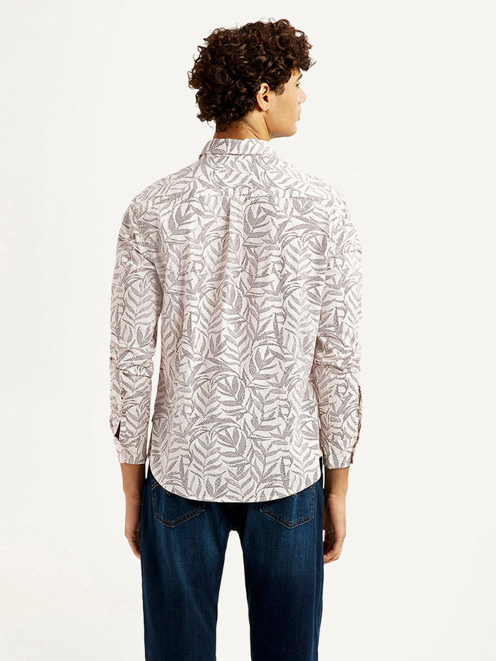 Men's Printed Off White Slim Fit Shirt