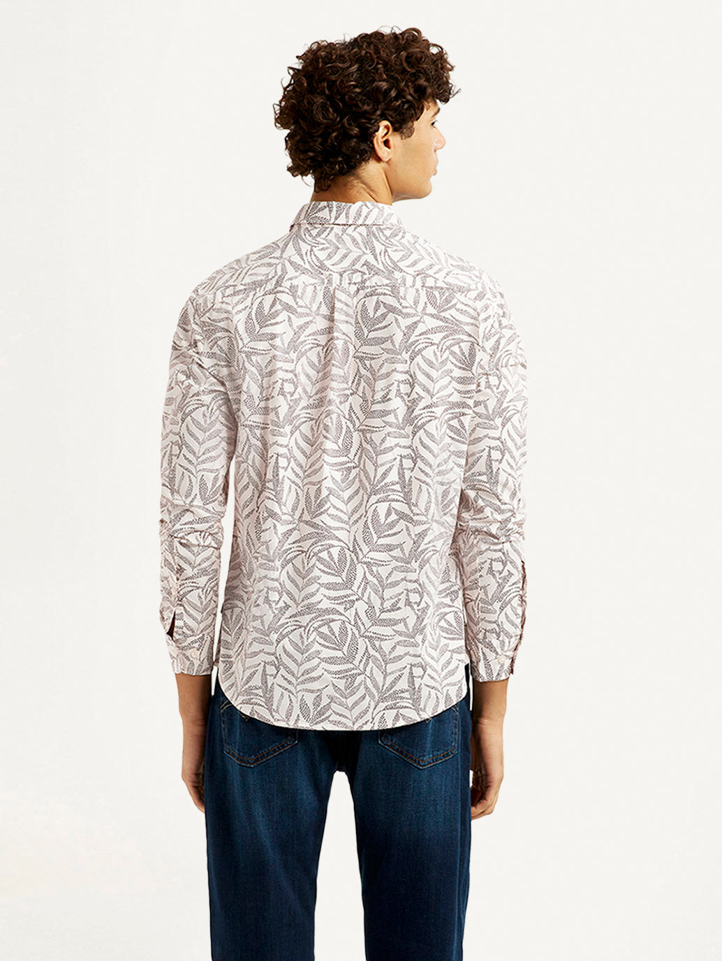 Men's Printed Off White Slim Fit Shirt