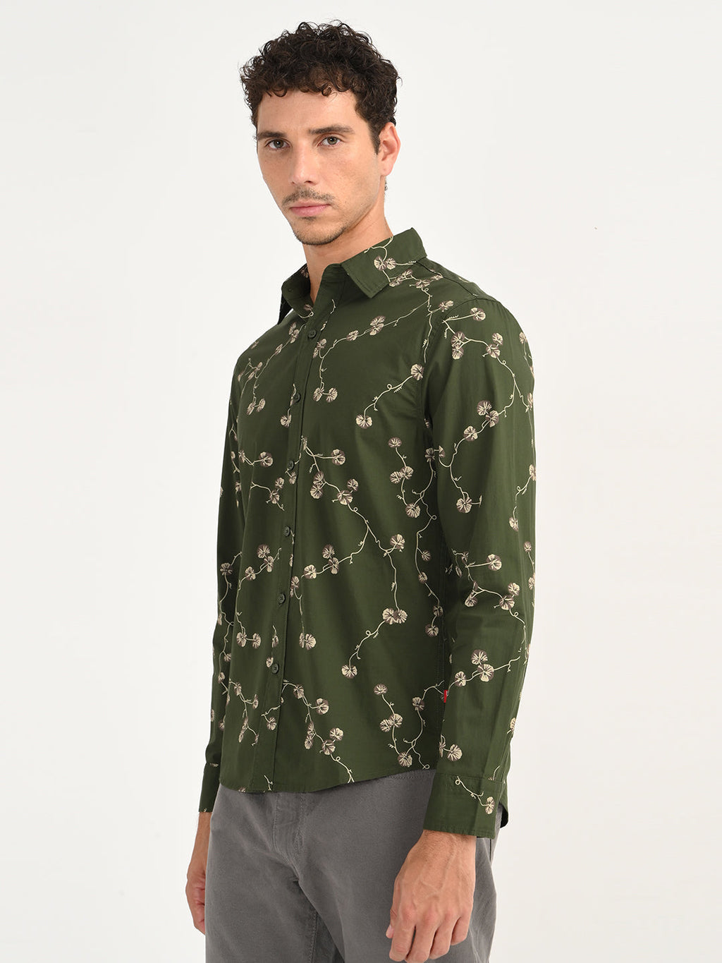 Men's Floral Green Slim Fit Shirt