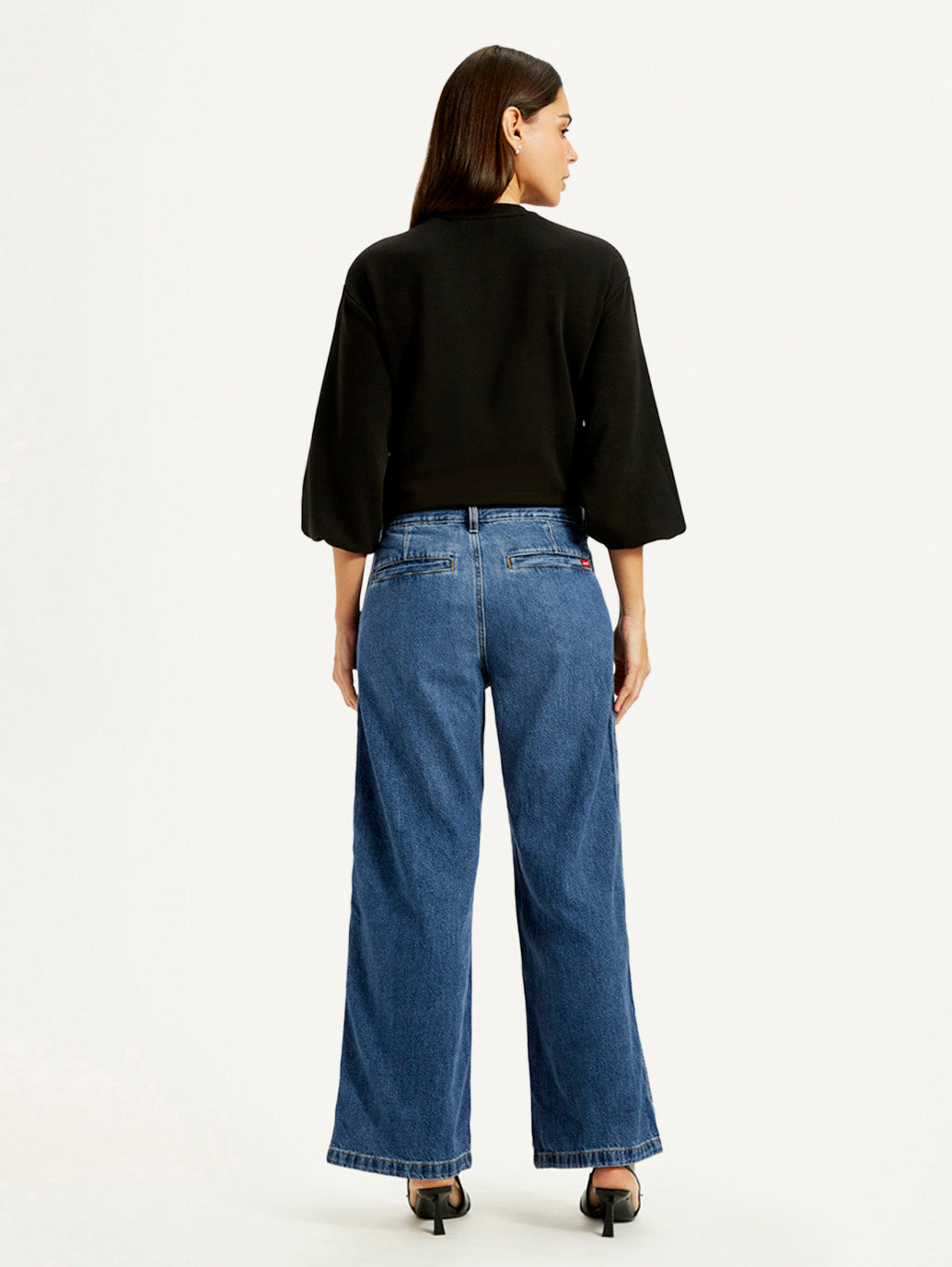 Women's Blue XL Straight Loose Fit Mid Rise Jeans