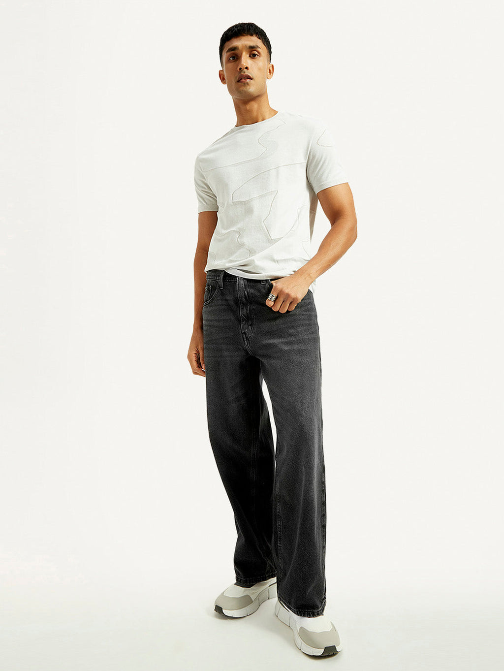 Men's Extra Baggy Fit Wide Leg Charcoal Grey Jeans