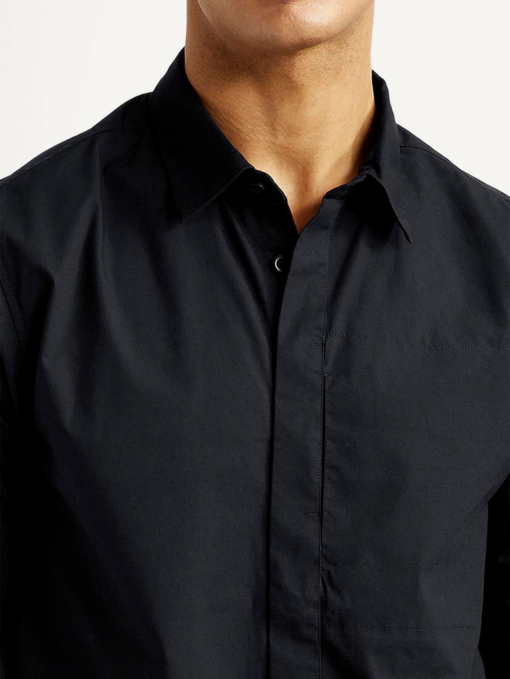 Men's Redloop Solid Black Slim Fit Shirt