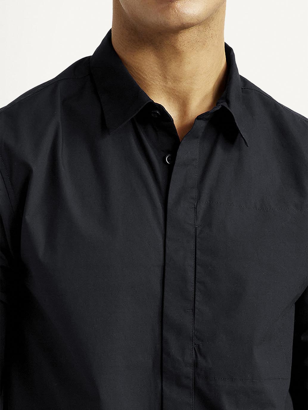 Men's Redloop Solid Black Slim Fit Shirt