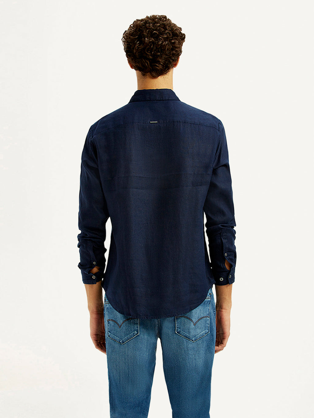 Men's Solid Dark Blue Slim Fit Shirt