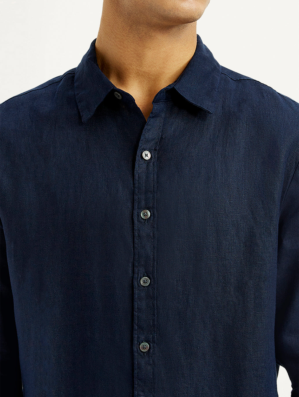 Men's Solid Dark Blue Slim Fit Shirt