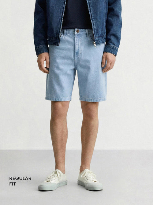 Men's Blue Regular Fit Solid Casual Shorts