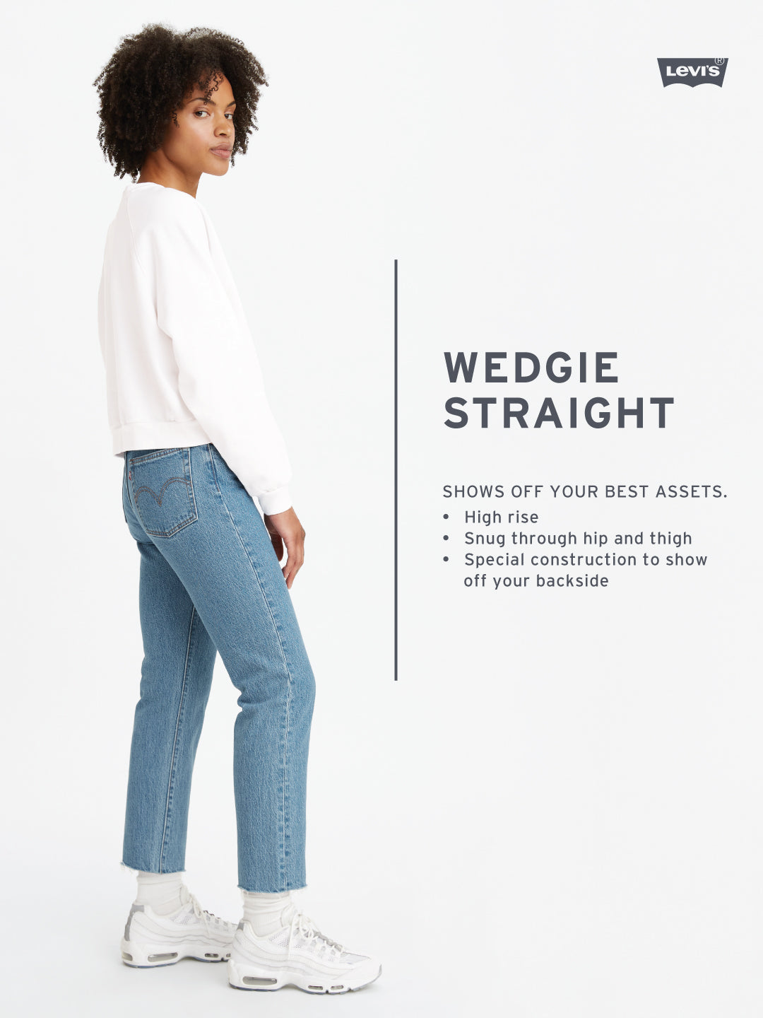 Women's Blue Wedgie Straight Fit Mid Rise Jeans