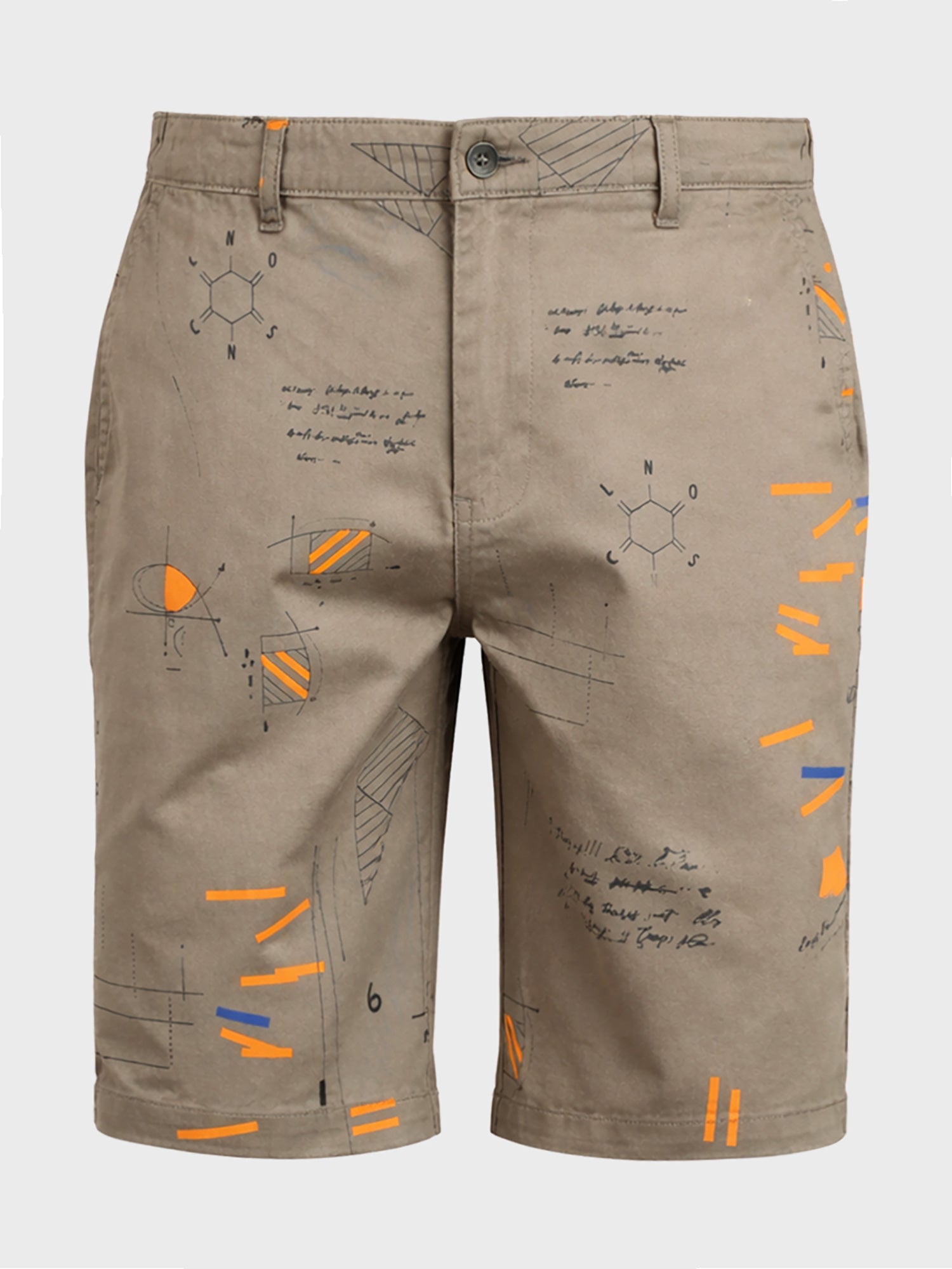Men's Grey Slim Fit Printed Casual Shorts