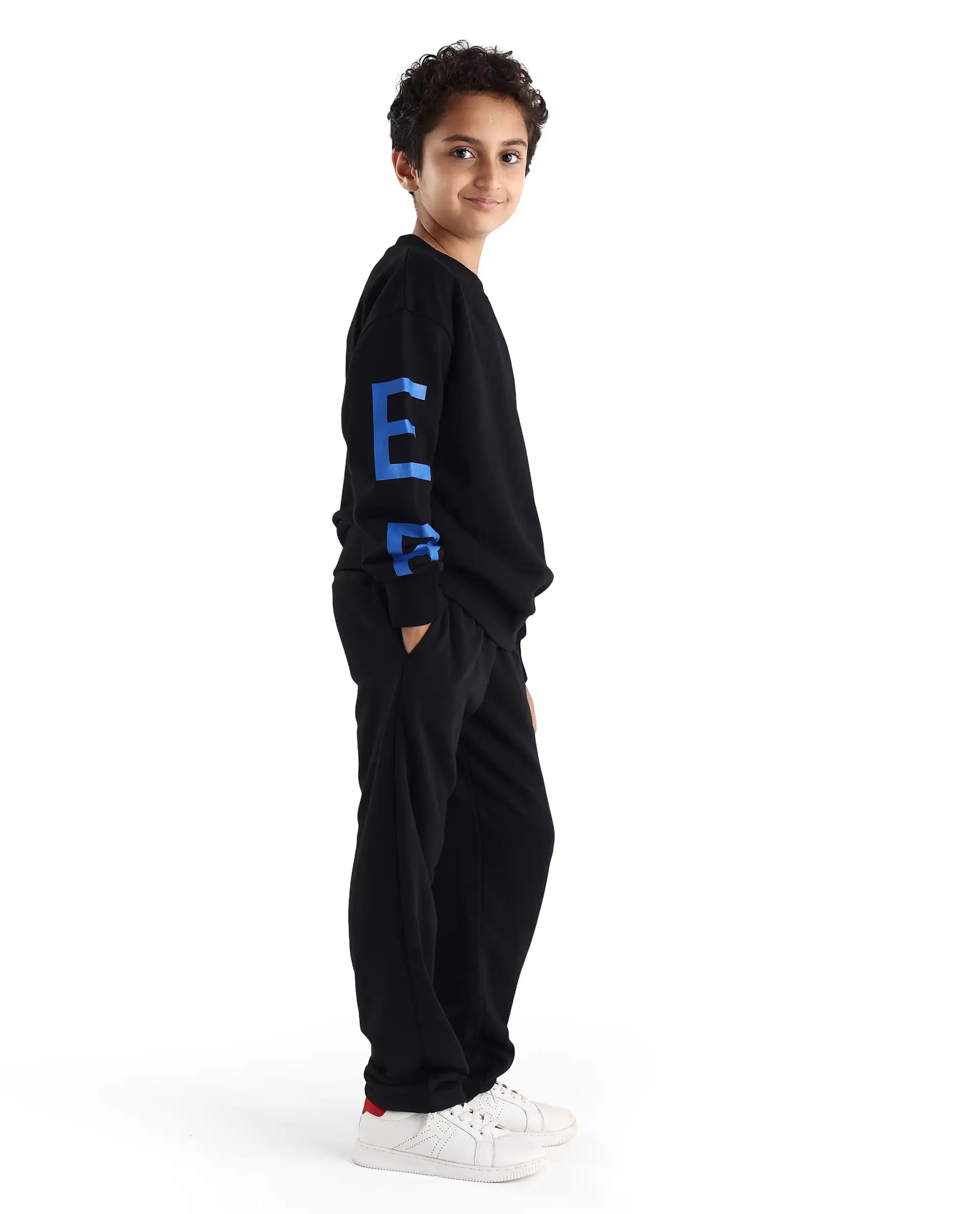 Rare Ones Kids Arno-B Black Cotton Blend Drawstring Closure Regular Fit Trackpant