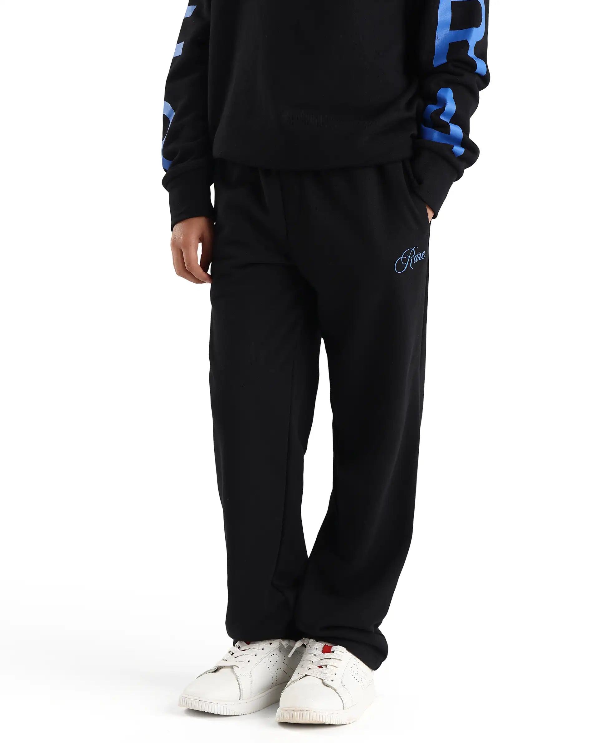 Rare Ones Kids Arno-B Black Cotton Blend Drawstring Closure Regular Fit Trackpant