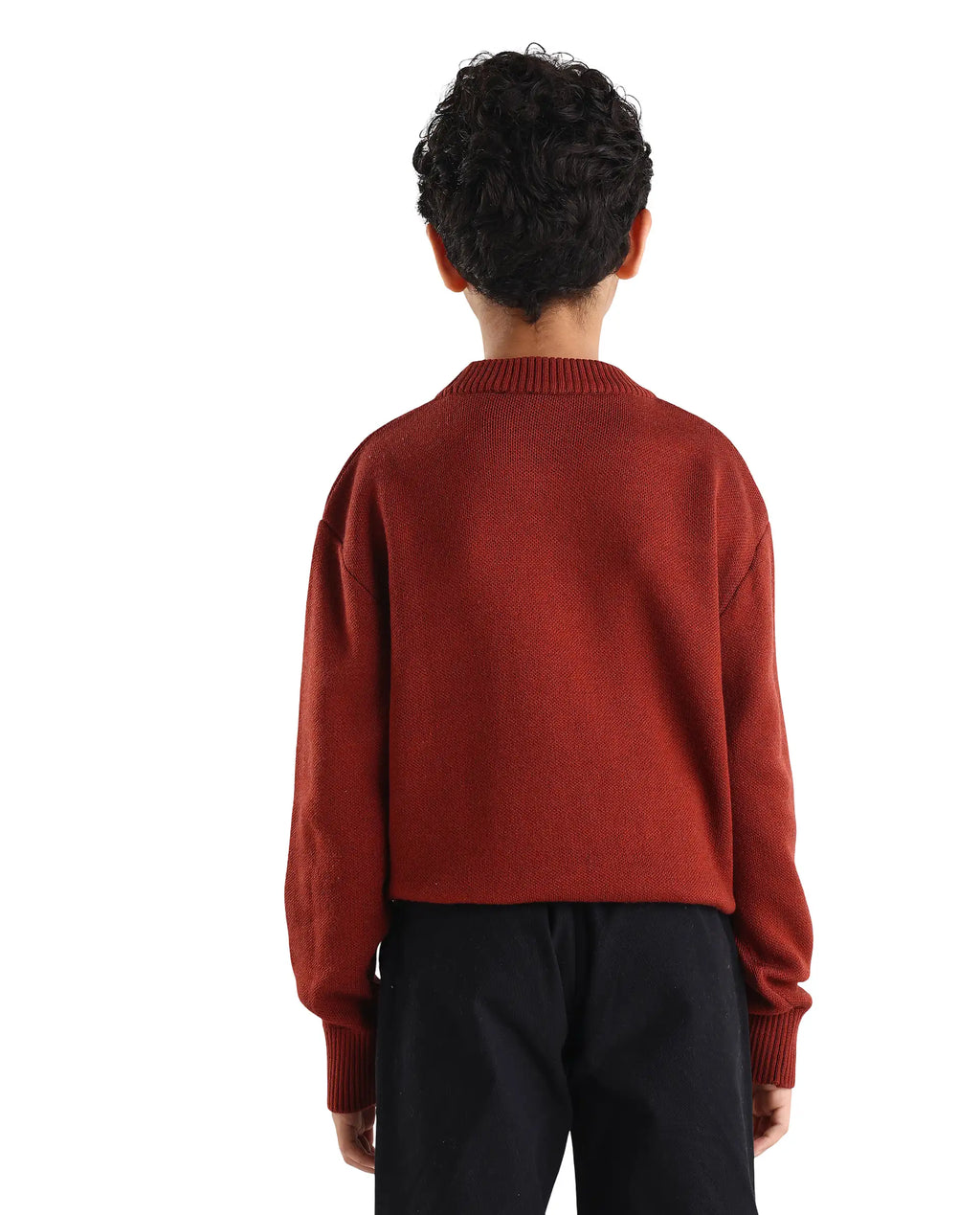 Rare Ones Kids Emyr-K Rust Acrylic Blend Typography Pull-On Closure Relaxed Fit Sweater