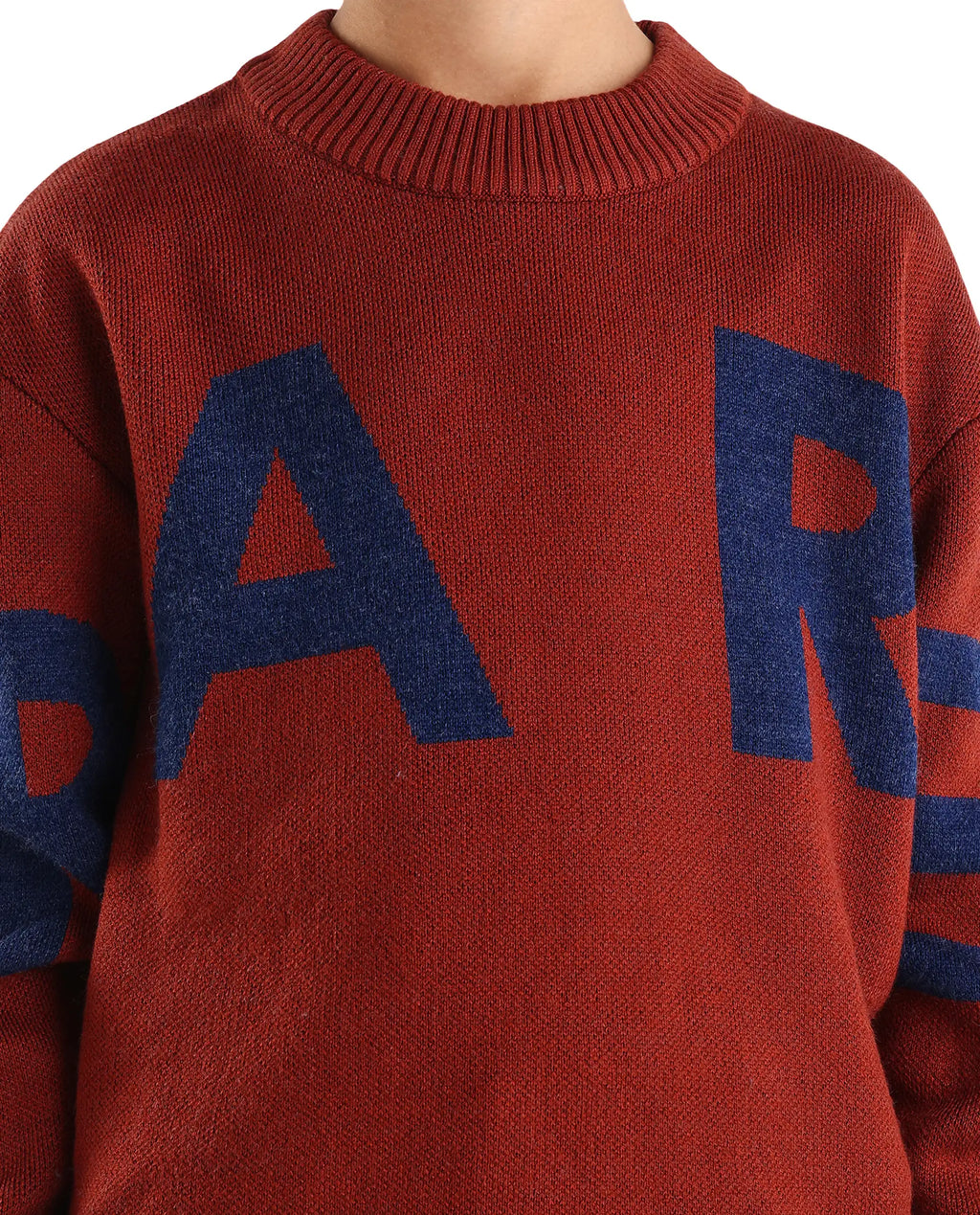 Rare Ones Kids Emyr-K Rust Acrylic Blend Typography Pull-On Closure Relaxed Fit Sweater