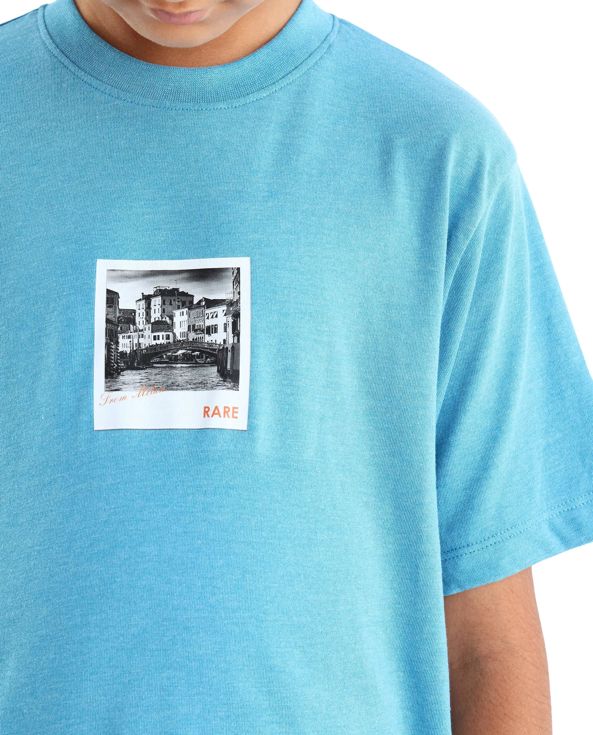 Rare Ones Kids Boaz Turq Cotton Graphic Print Regular Fit T-Shirt