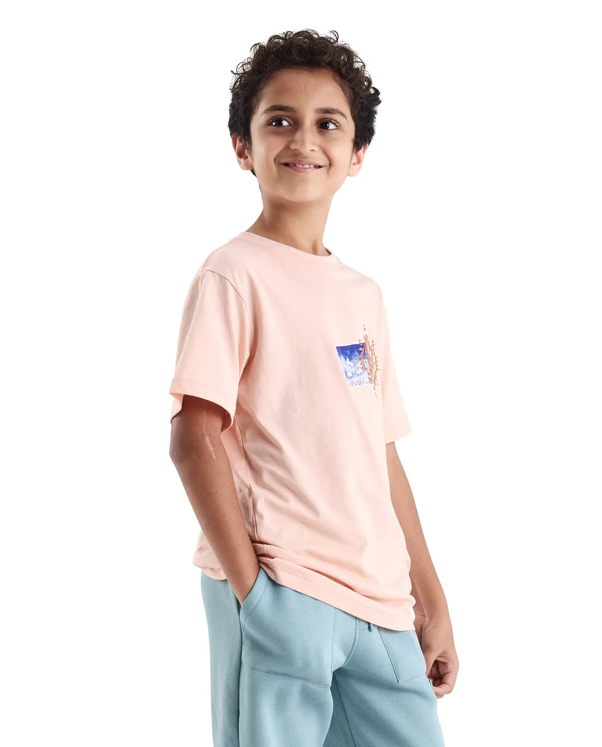 Rare Ones Kids Elio-B Light Blue Cotton Blend Regular Fit Trackpant