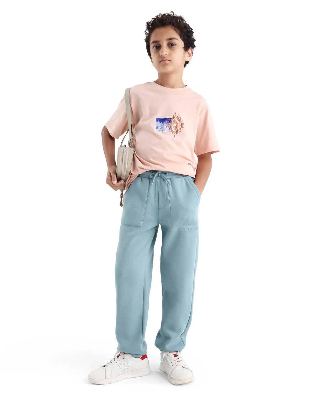 Rare Ones Kids Elio-B Light Blue Cotton Blend Regular Fit Trackpant