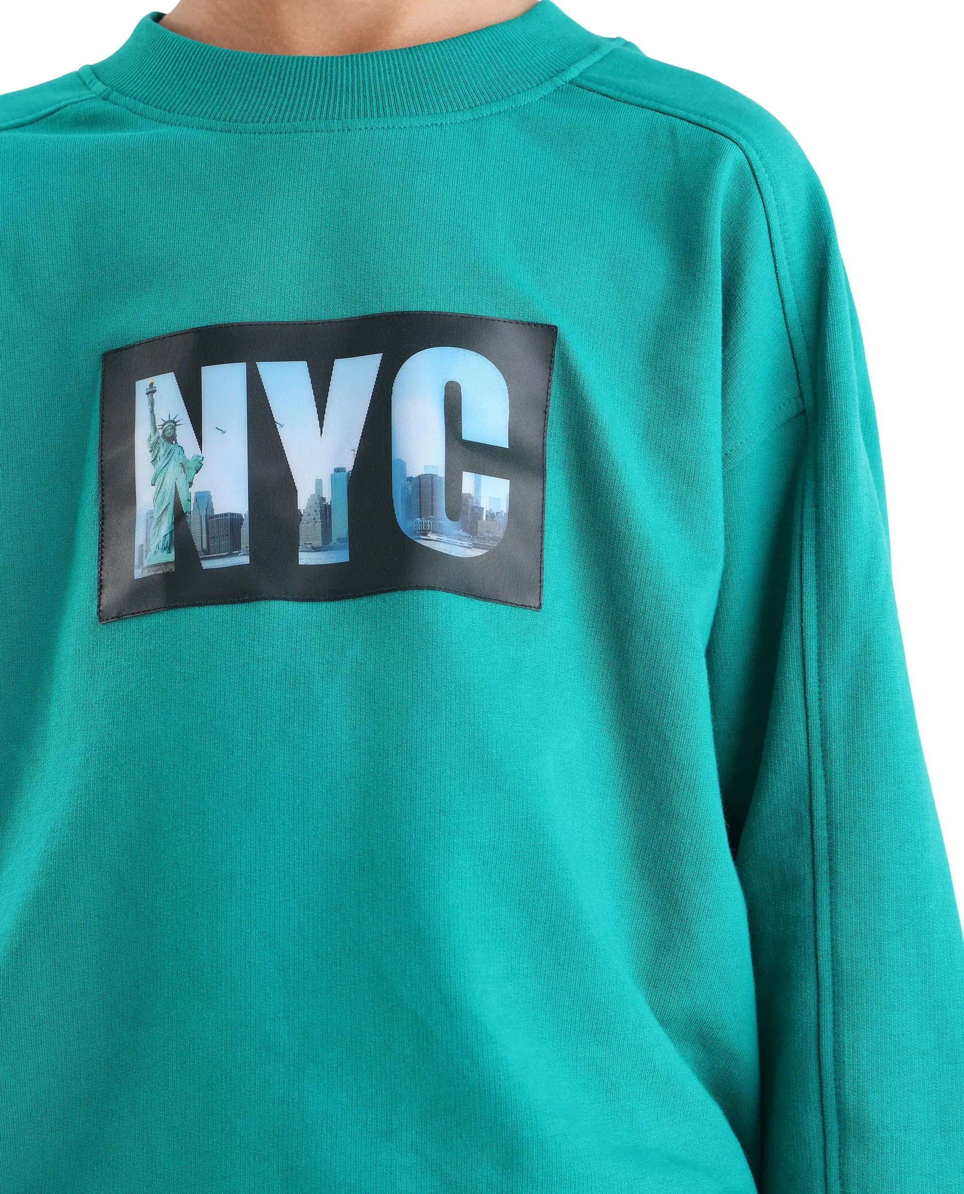 Rare Ones Kids Zayn Green Cotton Pull On Crew Neck Full Sleeves Fit Sweatshirt