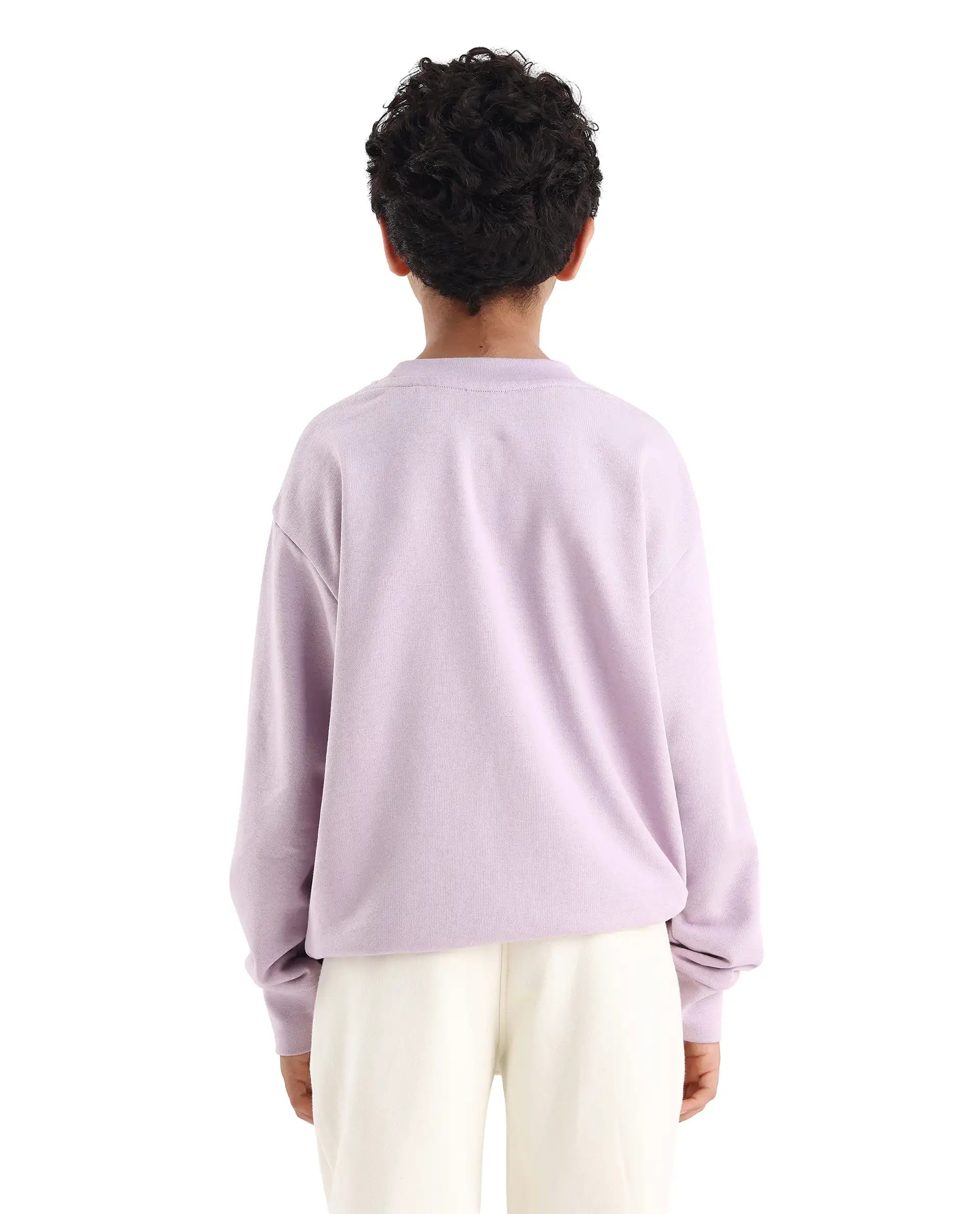 Rare Ones Kids Iver Pastel Purple Cotton Pull On Crew Neck Full Sleeves Fit Sweatshirt
