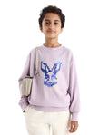Rare Ones Kids Iver Pastel Purple Cotton Pull On Crew Neck Full Sleeves Fit Sweatshirt