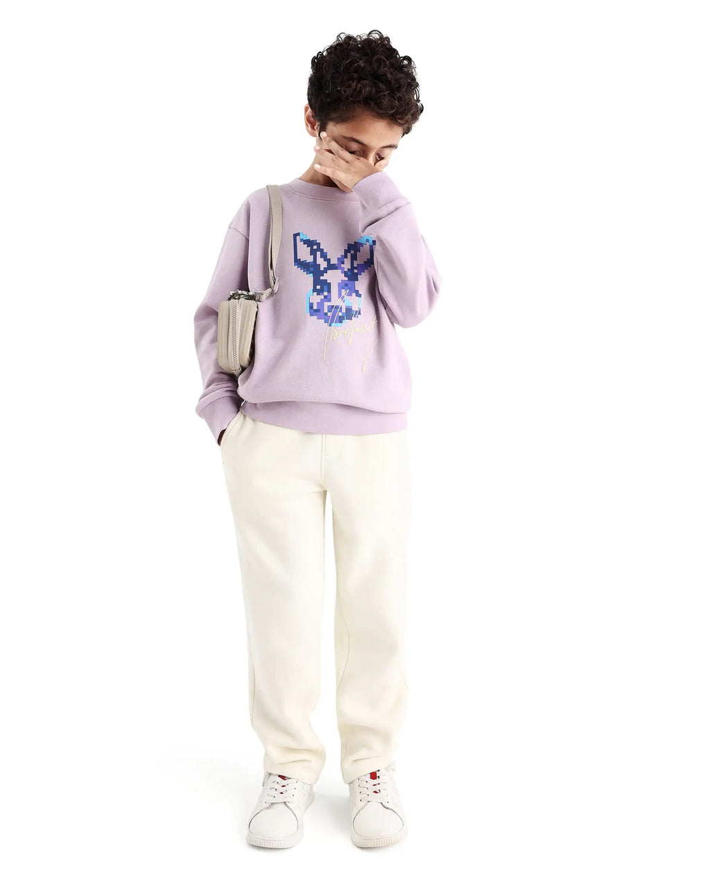 Rare Ones Kids Iver Pastel Purple Cotton Pull On Crew Neck Full Sleeves Fit Sweatshirt