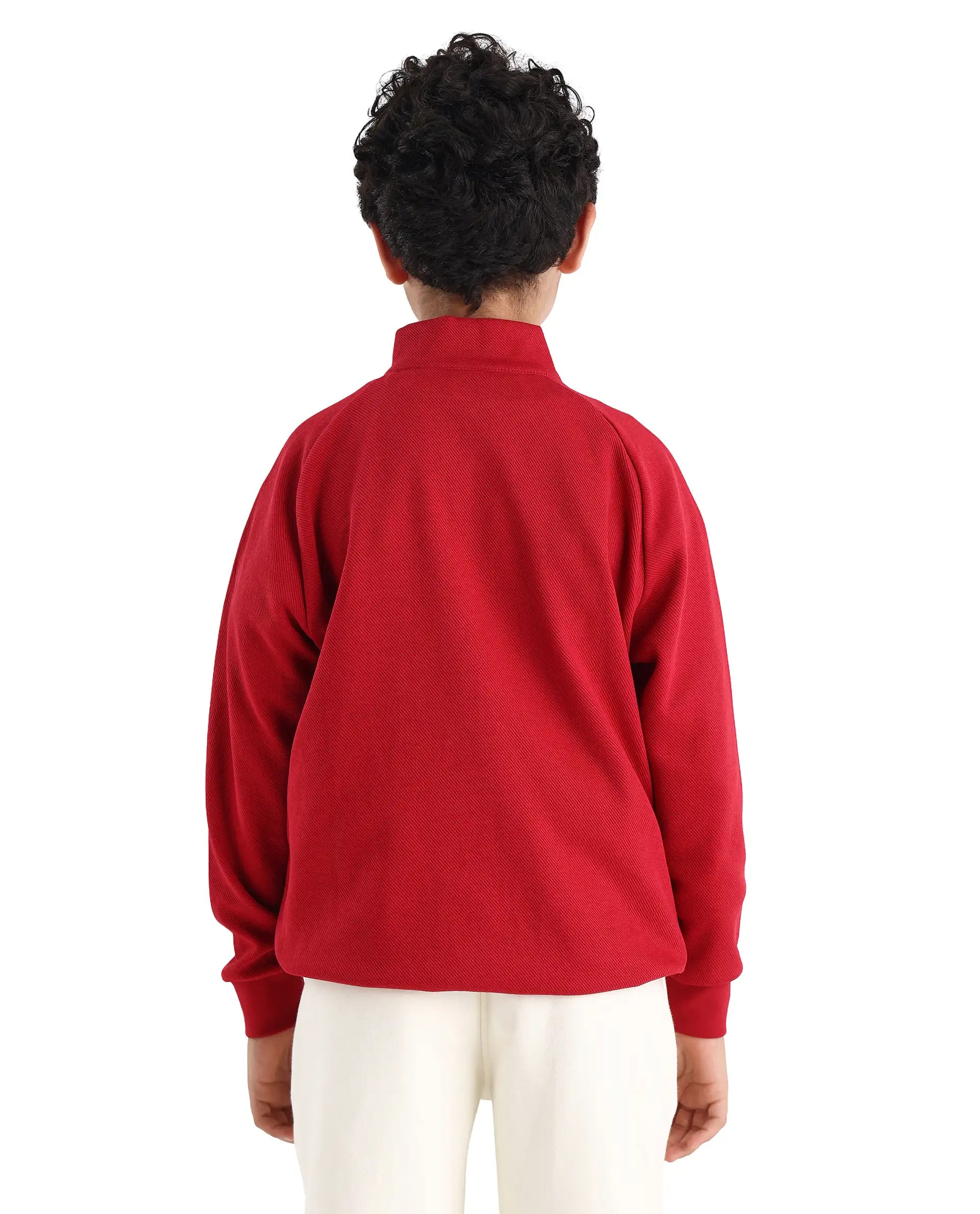 Rare Ones Kids Dane Red Cotton Turtle Neck Oversized Sweatshirt